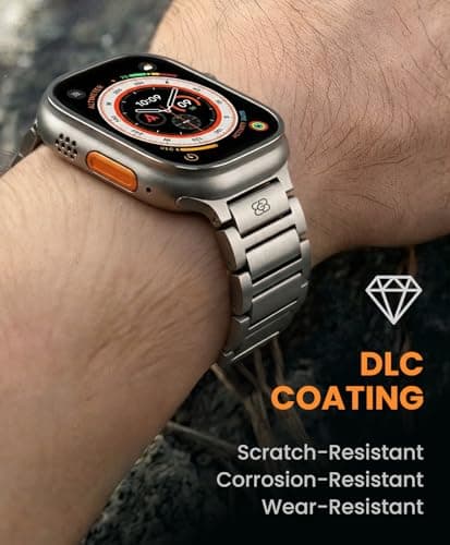 GROOBAL Titanium Band Compatible with Apple Watch Ultra 3/2/1 49mm Band for Men & Series 11/10 46mm, Grade 5 Titanium with DLC Coating for Ultra 3 Watch Band - Butterfly Clasp, Valentine Gifts for Men - Thumbnail 4