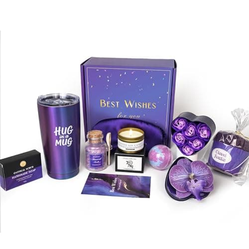 Gift Baskets for Women Birthday Gifts for Women Get Well Soon Gifts, Self Care,Care Package,Gift Set,Spa Gifts Ideas,for women,best friend,sister,mom,Purple,Lavender - Image 1