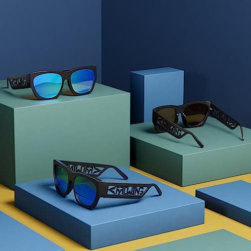 ROCKNIGHT Mirror Blue Sunglasses Men Polarized UV Protection Beach Casual Shades Gifts for family hombres - Thumbnail 2