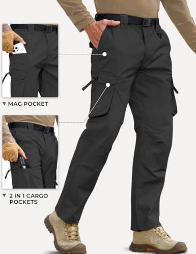 MOURCE Cargo Tactical Pants for Men - Breathable Work Pants for Men with 10 Pockets, Black 32 - Thumbnail 4