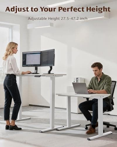 TOPSKY Dual Motor Electric Adjustable Standing for up to 70.8”x31.5” Table Tops, 225 lbs Weight Capacity, Computer Desk for Home and Office (White Frame only) - Thumbnail 4