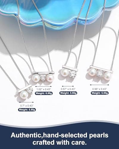 N9NEMUSES Valentines Day Gifts for Her, 8mm AAAA+ Real Edison Pearl Necklace for Women, 925 Sterling Silver Necklace with Moissanite, Anniversary Birthday Jewelry Gift for Mom Wife Her Girlfriend - Thumbnail 4