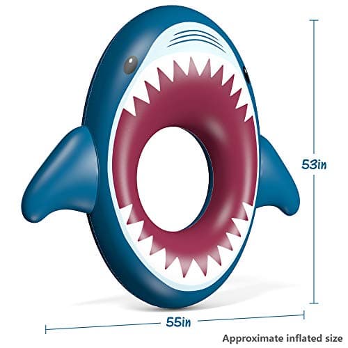 Jasonwell Inflatable Shark Pool Float Shark Floaties Water Fun Summer Beach Swimming Pool Tube Inflatables Ride on Pool Party Raft Lounge Toys for Kids & Adults - Thumbnail 6