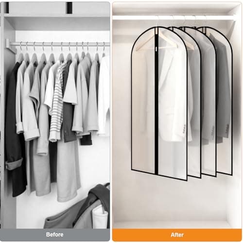 12 Pack Garment Bags 60 * 100cm, 40in PEVA Translucent Garment Covers, Suit Storage Bags, Dress Organizer Bags Used To Protect Shirts, Winter Coats, Jackets - Thumbnail 5