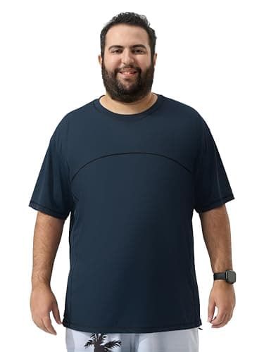 Arcweg Mens Big and Tall Swim Shirt UPF 50+ Sun Protection Rash Gard T-Shirt Quick Dry XL-6XL Navy Blue - Image 1