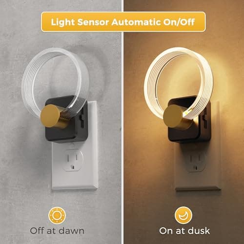 L LOHAS LED Night Lights Plug into Wall, Plug in Night Light with Light Sensor, 3000K Soft White, 0-100LM Brightness Adjustable, Acrylic Nightlight for Bathroom Bedroom Hallway - Thumbnail 2