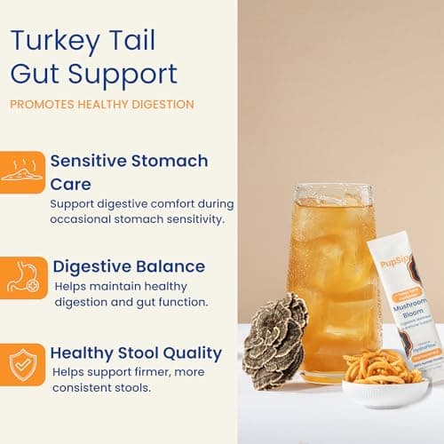 PupSip Turkey Tail Mushroom for Dogs – Dog Mushroom Powder Supplement for Immune Support, Gut Health & Digestive Wellness – Vet-Formulated with Cordyceps & Bone Broth – 12 Sticks - Thumbnail 2