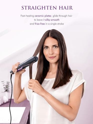 LANDOT 2-in-1 Hair Straightener Curling Iron - Twist Floating Plates for Curl & Straight, Anti-Frizz & Tangle-Free, Dual Voltage Adjustable Temp 250-450°F for All Hair Types - Thumbnail 4