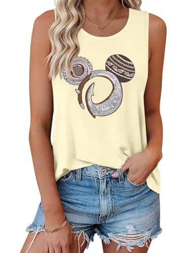 Village Crazy Shirt Summer Tank Tops Vacation Sleeveless Tops for Women Letter Graphic Tank Top Mothers Gifts Light Apricot - Image 1