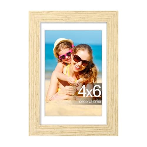 decorUhome 4x6 Picture Frame, Display Pictures 3.5x5 with Mat or 4x6 without Mat, Wall & Tabletop Display Photo Frame, Natural, 1 Pack - Image 1