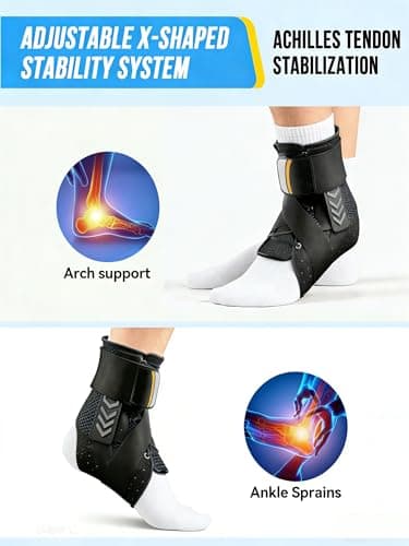 Goldeer Ankle Brace for Sprained Ankle, Quick Lace-Up Ankle Support with Side Stabilizers & Auto-Shaped Pads, Slim Fit Stabilizer for Women Men, Fits in Shoes for Sports, Work & Injury Recovery (L) - Thumbnail 3