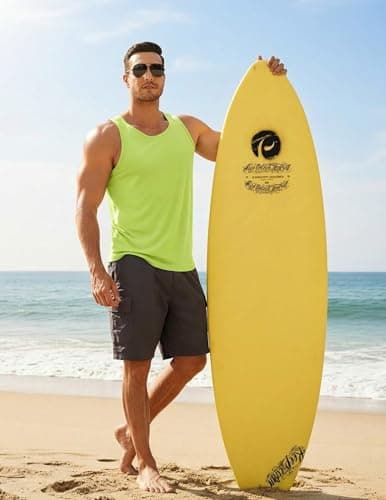 PINSPARK Training Tank Tops Men Athletic Sleeveless Workout Shirts Gym Fitness Bodybuilding Quick Dry Breathable Sports Tee Lemon Green - Thumbnail 2