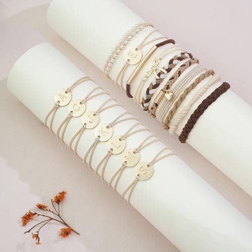 Fohufo Hair Ties No Damage - 10 Pcs Hair Scrunchies for Women Girls, Hair Ties for Thick Hair & Thin Hair, Hair Scrunchies Bands Bracelets, Initial Hair Accessories for Women, Birthday Gift - Letter B - Thumbnail 5