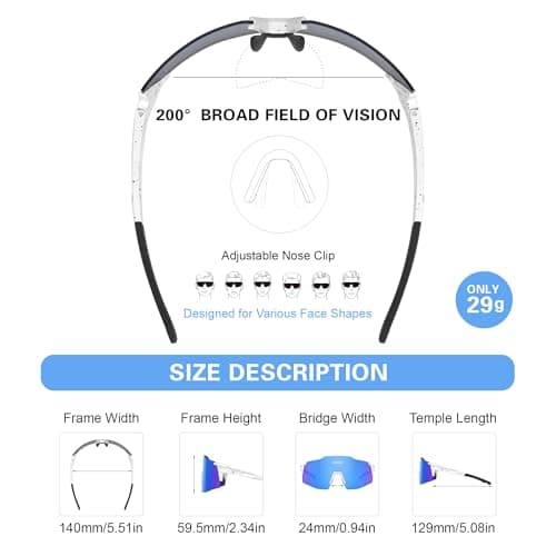 suoso Sports Cycling Sunglasses for Men: Lightweight UV Protection Polarized Sun Glasses for Youth Baseball Softball Running - Thumbnail 6