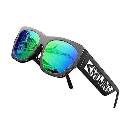 ROCKNIGHT Polarized HD Sunglasses Mirrored UV400 Protection Green Square Shades Travel Trekking Street - Image 1