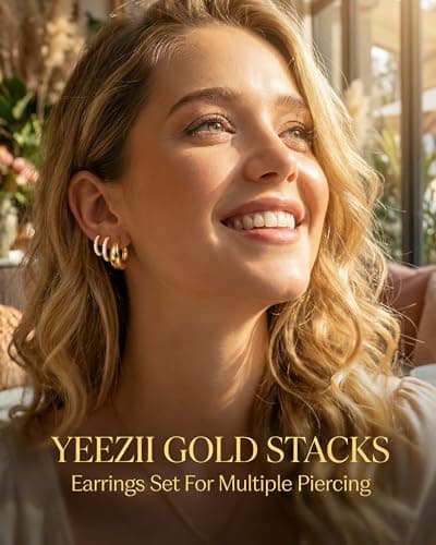 9 Pairs Gold Hoop Earrings Sets for Women, 14K Gold Plated Small Hoop Earring Sets for Multiple Piercing, Cute Small Tiny Lightweight Earrings for Sensitive Ears Everyday - Thumbnail 6