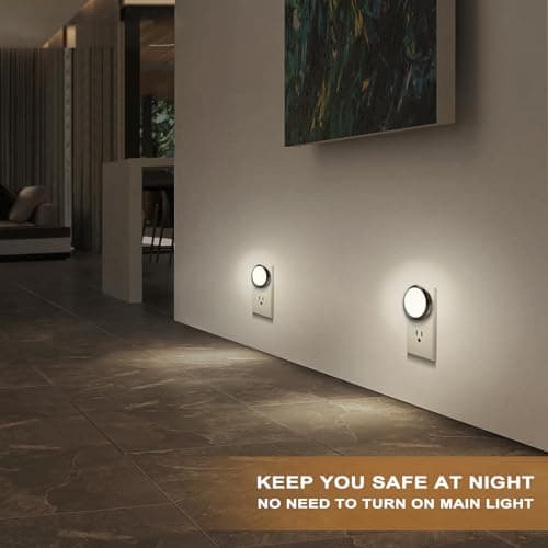 Night Lights Plug Into Wall [2 Pack], LED Night Light with Dusk-to-Dawn Sensor, 5000K Daylight White Brightness Nightlight, Compact Design Nightlights for Bathroom, Hallway,Stairway, Non-Dim - Thumbnail 5