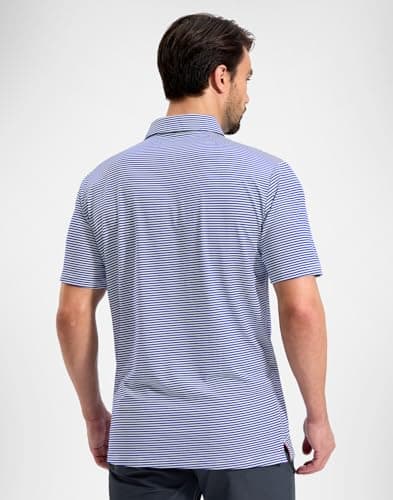 G Gradual Mens Golf Shirt Dry Fit Moisture Wicking Performance Short Sleeve Striped Polo Shirts for Men Dressy Casual (Navy Blue Stripe, 3XL) - Thumbnail 3