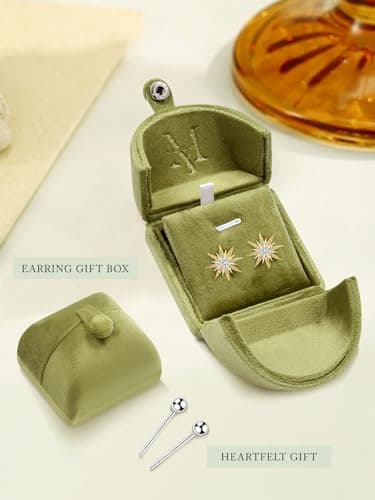 Mareclat Gold Star Earrings for Women Trendy Hypoallergenic Studs Cubic Zirconia Starburst Earrings 18K Gold Plated Non Tarnish (Starburst) - Thumbnail 5