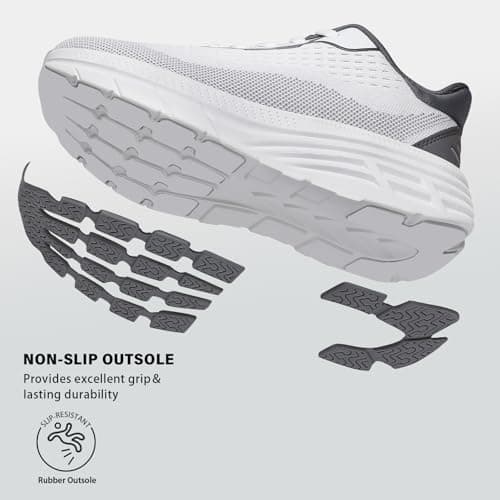 Wirpex Women's Wide Toe Box Walking Shoes–Non Slip Comfortable Cushioned Fashion Sneakers for Bunions Lightweight Zero Drop Tennis Running Shoe with Roomy Fit Grayish-White Size 9 - Thumbnail 6