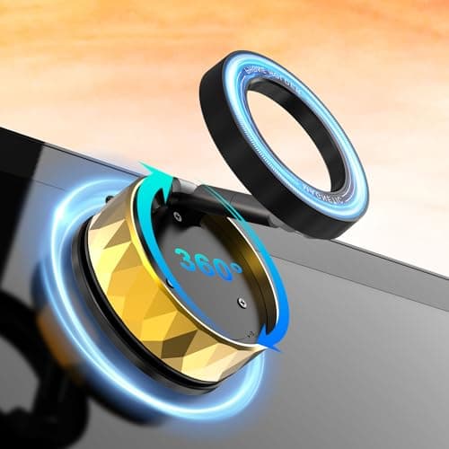 Bensejk Vacumm Magnetic Phone Holder | Car Phone Holder for iPhone with Magsafe【Nano Glue& Suction Cup & Strong Magnet & 360°Adjustment】 Apple Phone Mounts of Car Accessories(Golden) - Image 1