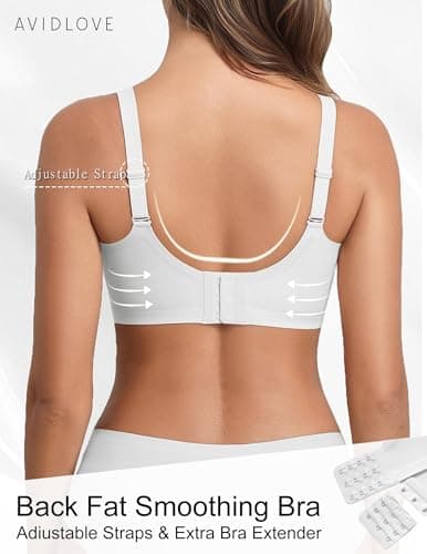 Avidlove Women's Seamless Bras Wireless Pushup Bra No Wire Full Coverage Bra Comfort Everyday Tshirt Bra White M - Thumbnail 3