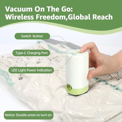 Vacuum Bags for Travel with Rechargeable air Pump, 9 Packs of 3 Sizes Vacuum Seal Bags for Clothing (9 Combo Set) - Thumbnail 2