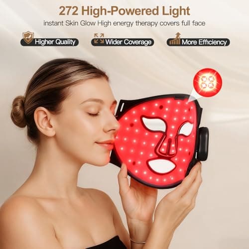 WELLEVER Red Light Therapy Mask for Face, Wireless Led Face Mask Light Therapy with 850nm Near-Infrared, 4 Modes Rechargeable Led Facial Skincare Device - Thumbnail 6