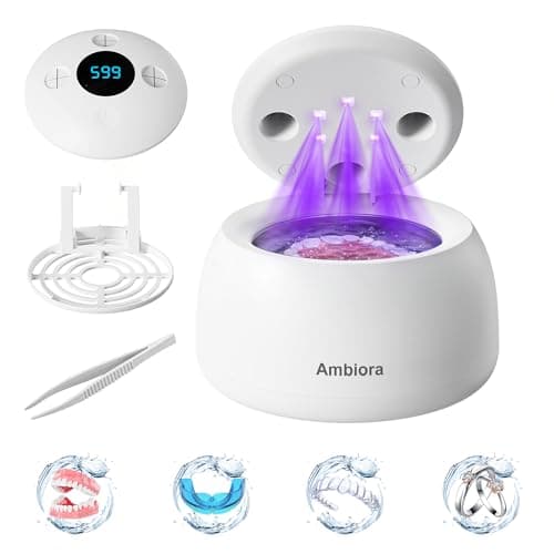 Ambiora 45kHz Ultrasonic Retainer Cleaner Machine, 200ML Denture Cleaner with 4 Cleaning Modes, Digital Timer, Mouth Guard Cleaner for Aligner, Toothbrush, Jewelry and Etc - Image 1