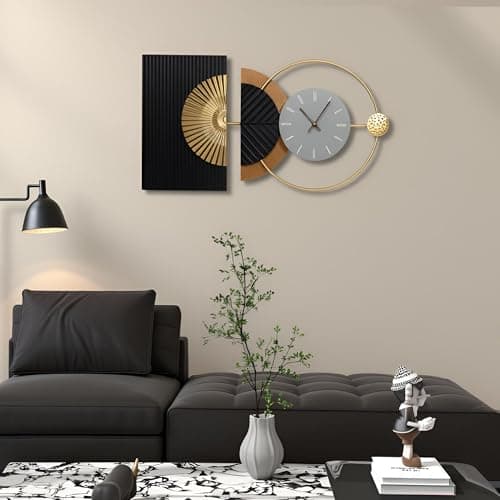 Tiuposr 30x18 Inch Decorative Wall Clock Contemporary Asymmetric – Silent Battery Operated Large Clocks for Living Room, Kitchen, Bedroom, Home Decor - Image 1