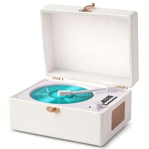 Retro CD Player with Bluetooth in/Out Portable CD Player with Built-in Rechargeable Battery,Auto Power Off,USB,AUX,Headphone Jack,Vintage Music Player Great Birthday Gifts for Women/Men-White - Image 1