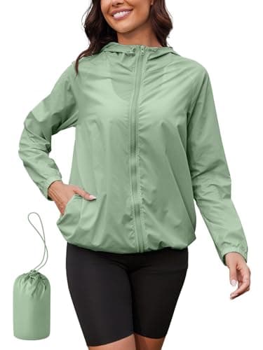 PITINAN Raincoat for Women Waterproof Rain Jacket Womens Waterproof with Hood Raincoat Lightweight Breathable Travel Rain Jacket Rain Coat Outdoor Active Windbreaker with Pocket Green L - Image 1
