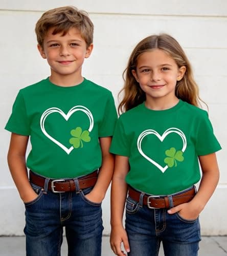 St Patrick Day Shirt Kid-Irish Girl St Patty Short Sleeve Toddler Boy Heart Shamrock Tee Tops - Thumbnail 3