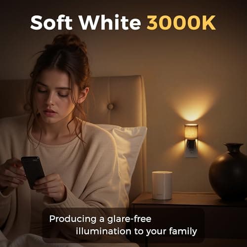 L LOHAS LED Night Lights Plug into Wall, Linen Fabric Cylinder Decor Night Light, Dusk to Dawn Sensor Vintage Nightlight, 0-100LM Dimmable, for Bedroom Living Room Hallway - Thumbnail 3