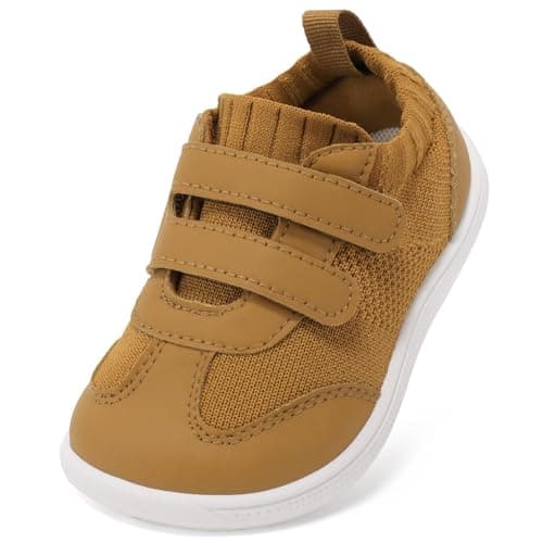 STQ KIDS Toddler Wide Toe Box Shoes Barefoot Boys Girls Sneakers Kids Tennis First Walking Zero Drop Daily Wear School Outdoor Breathable Comfort Brown Toddler Size 6 - Image 1