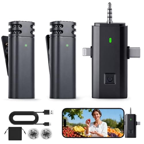 3-in-1 Mini Microphones: Wireless Lavalier Microphone with AI Noise Reduction for iPhone 15/14/13/12, Android, Cameras 12H Battery, Plug and Play Wireless Microphones for Vlog/YouTube/TikTok/Live - Image 1