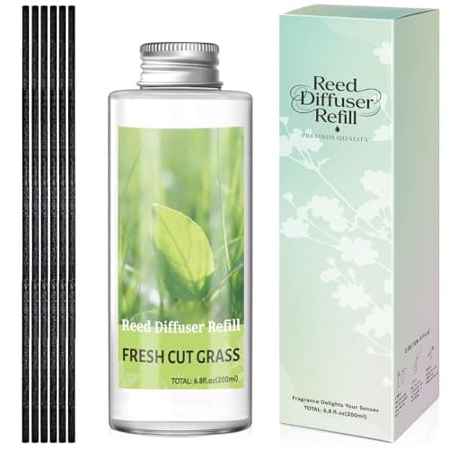 STRN Reed Diffuser Oil Refill, Fresh Cut Grass Scented Diffuser Oil Refills with 6 Reed Sticks 200ML(6.8fl.oz), Room Fresheners for Home, Long-Lasting Fragrance for Living Room, Bedroom, Office - Image 1