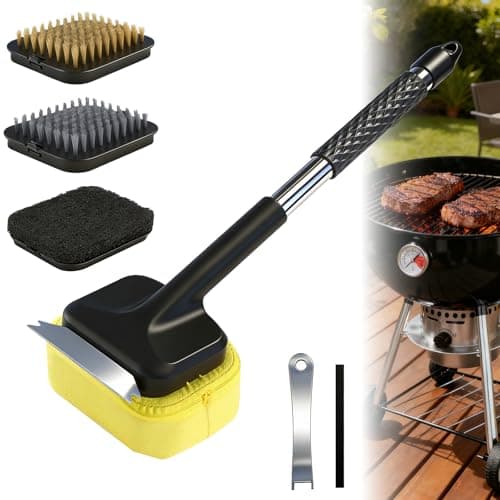 SHAOKAOLU 5 Pcs Bristle Free Grill Brush, Grill Cleaning Kit 20.47" Long Handle & Scraper & Replaceable Heads, Safe Grill Brush for Outdoor Grill for Any Grates Type, Grilling Gifts for Men Dad - Image 1