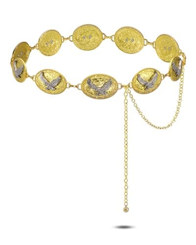 SUOSDEY Women Metal Waist Chain Belt Concho Western Cowgirls Country Belt Boho Vintage Gold Belt for Jeans Dress - Image 1