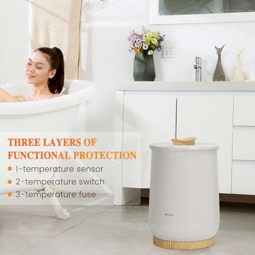 Keenray Towel Warmers, Luxury Bucket Towel Warmer, Large Towel Warmer for Bathroom, Auto Shut Off, Fits Up to Two 40"X70" Oversized Towels, Bathrobes, Blankets, PJ's and More, CL1 - Thumbnail 6