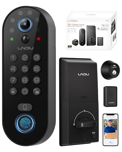 Smart Video Door Lock with 2K Doorbell Camera, Fingerprint & Keypad Keyless Entry, WiFi Deadbolt with PIR Motion Detection & Real-Time Package Alerts, App & Voice Control (Alexa & Google) - Image 1