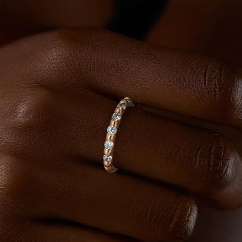 Valloey Rover Rings for Women, 14K Gold Plated Simple Emgagement Rings for Women Dainty Cubic Zirconia Pave Wedding CZ Ring Gold Jewelry Trendy Size 6 - Thumbnail 3