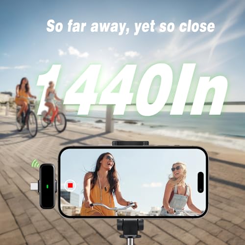 BKIY Wireless Lavalier Microphone for iPhone/Android - Dual Mini Noise Canceling Mic with Charging Case(30H), USB-C/Lightning Clip-on Microphone for Video Recording Streaming Podcast Vlogging(Black) - Thumbnail 6