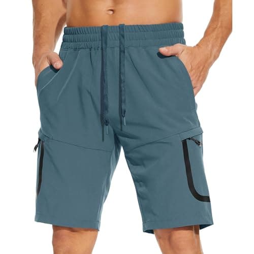 MOURCE Hiking Shorts Mens Quick Dry, Lightweight Cargo Shorts 9 Inch Outdoor Camping, Lake Blue 3XL - Image 1