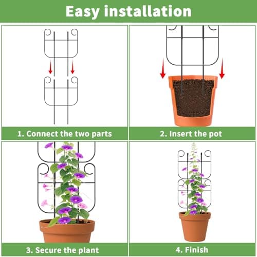 2 Pack Trellis for Climbing Plants Indoor, Expandable Small Metal Trellis for Potted Plants, Flowers Vine Ivy, Sturdy Houseplant Pothos Plant Climber Support - Thumbnail 3