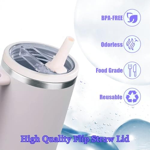 Aooiiysd 2 Pack Stanley Flip Straw Lid, Replacement Fit for 40 oz Stanley Quencher H2.0 (Only), Spill-Proof Design, High-End Anti-Fall And Heat-Resistant Material (Beige and Black Set) - Thumbnail 6