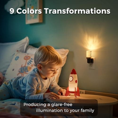 L LOHAS LED Night Light, Dimmable Night Lights Plug into Wall, Color Changing Nightlight RGB with Auto Light Sensor for Halloween, Christmas, Holiday, Hallway Bedroom Kids Room - Thumbnail 3