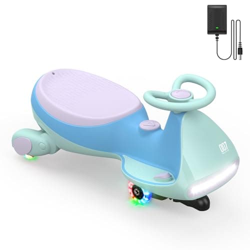 FanttikRide N7 Pro Electric Wiggle Car, Rechargeable Battery, CyberWiggle, 2 in 1 Swing Car, 2 Speeds Max 4 Mph, Anti-Rollover, Flashing Wheels, Bluetooth, for Ages 3 and Up, 150 Lbs, Glacier Blue - Image 1