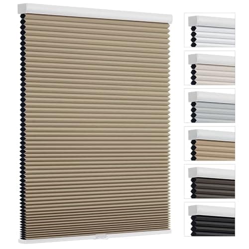 Changshade Blackout Blinds Black Out Shade for Indoor Windows, Cordless Cellular Shades Room Darkening Honeycomb Blinds for Bedroom, Bathroom, Shade Size 50 inch High 28 inch Wide, Brown - Image 1