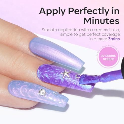 Modelones Gel Nail Polish, 6 Colors 2026 Spring Pastel Shimmer Pearl White Pink Purple Mermaid Nail Drawing Glitter Gel Polish with Dotting Pen Soak Off LED Swirl Shell Thread Effect DIY Nail Art Gift - Thumbnail 5